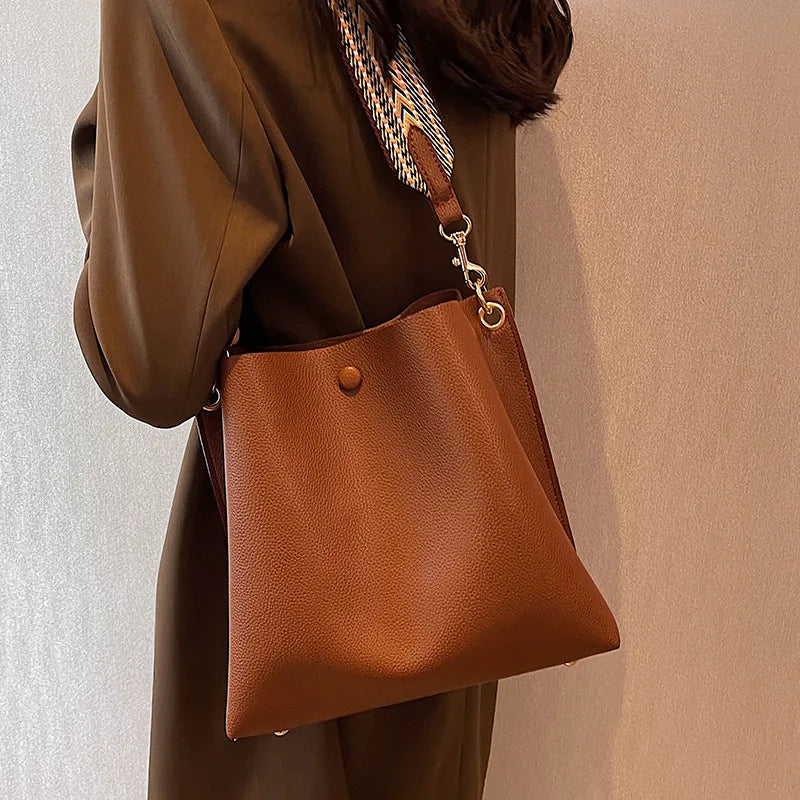 Sac Bucket Cuir Camel