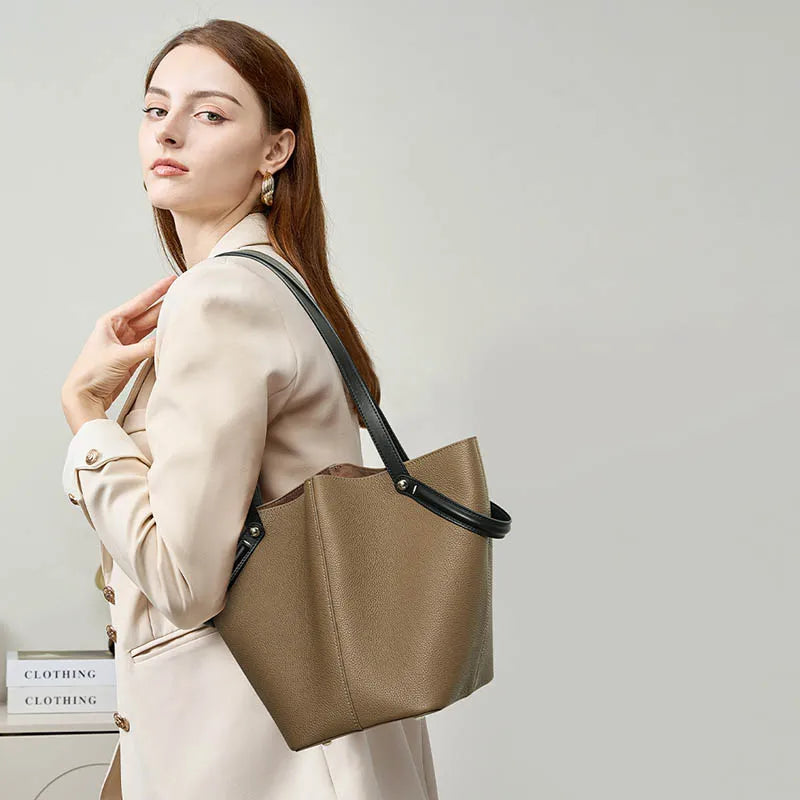 Sac Bucket Cuir Camel