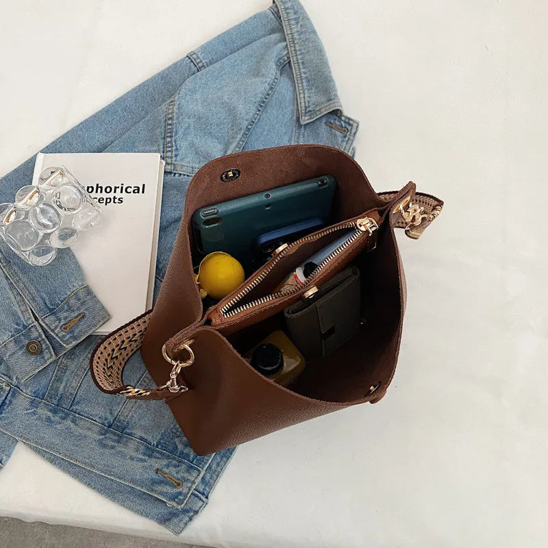 Sac Bucket Nano Cuir Camel