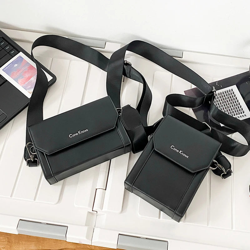 Sac Épuré Cuir Lisse Noir